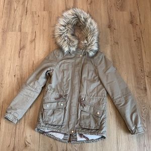 Faux fur hood coat